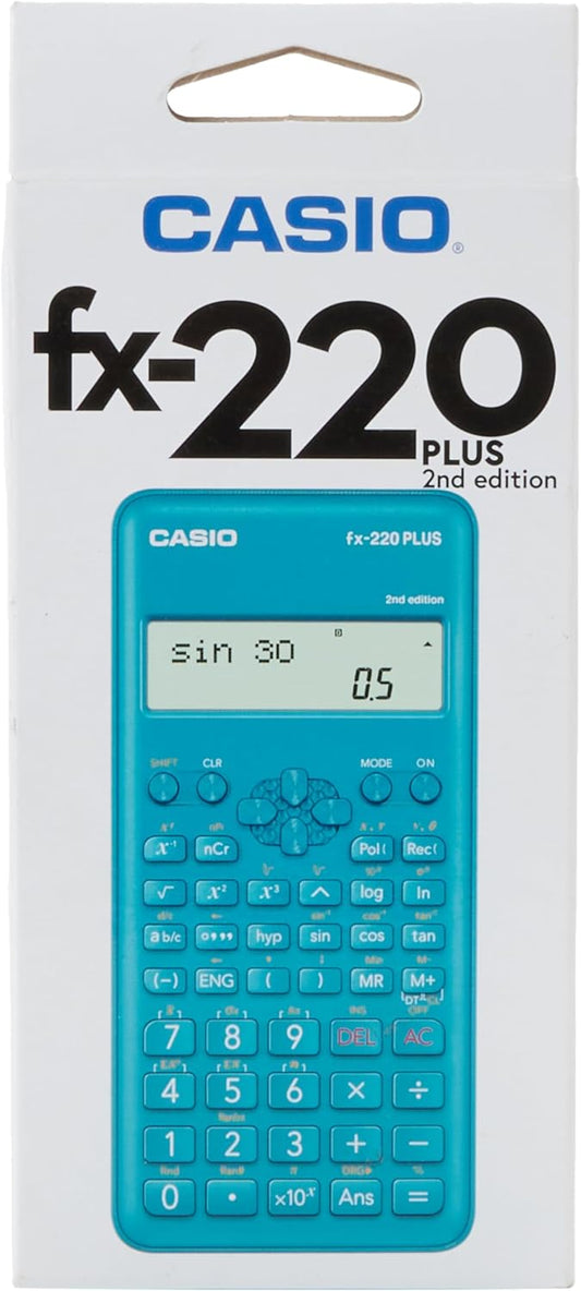 Casio Fx-220Plus 2edition-Calcolatrice Scientifica, 181 Funzioni, A Batteria, Azzurro